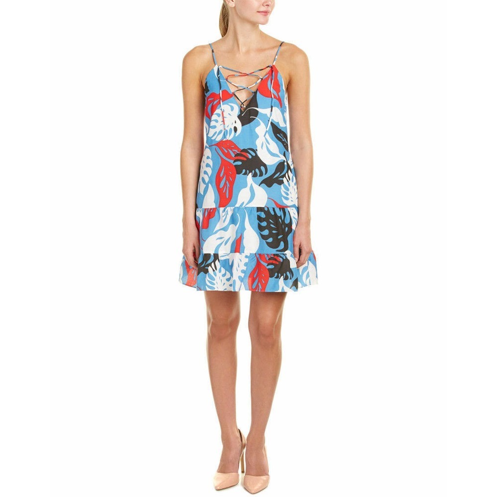 NWT~ N / Nicholas Tropical Print Lace-Up Cotton Dress~ US 0/2‎